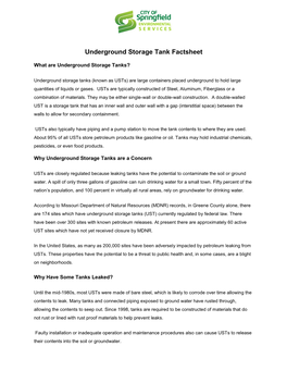 Underground Storage Tank Factsheet