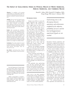 The Impact of Goal-Striving Stress on Physical Health of White Americans, African Americans, and Caribbean Blacks