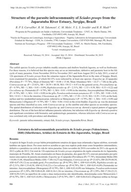 Structure of the Parasite Infracommunity of Sciades Proops from the Japaratuba River Estuary, Sergipe, Brazil R