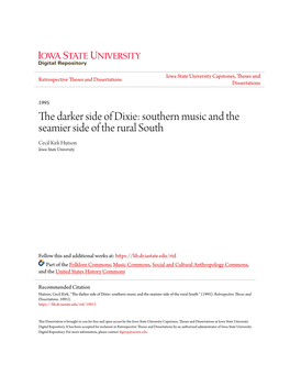 Southern Music and the Seamier Side of the Rural South Cecil Kirk Hutson Iowa State University