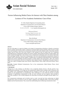 Factors Influencing Media Choice for Interact with Their Students Among