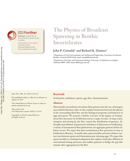 The Physics of Broadcast Spawning in Benthic Invertebrates