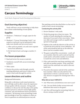 Carcass Terminology