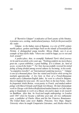 Is Indicative of Tarn's Poetry of the Nineties, It Promises New, Exciting, Multicultural Journeys, Both for the Poet and for the Reader