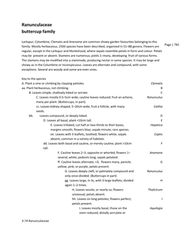 Ranunculaceae Buttercup Family