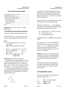 Lecture 5. Noun Phrases and Generalized Quantifiers