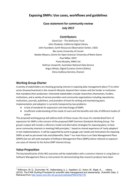 Exposing Dmps: Use Cases, Workflows and Guidelines