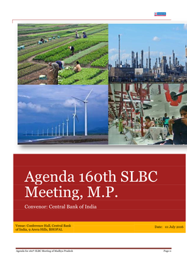 Agenda 160Th SLBC Meeting, M.P. Convenor: Central Bank of India