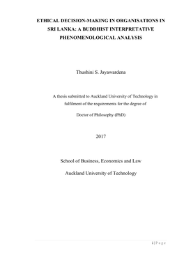 Ethical Decision-Making in Organisations in Sri Lanka: a Buddhist Interpretative Phenomenological Analysis