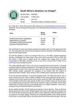 South Africa's Elections