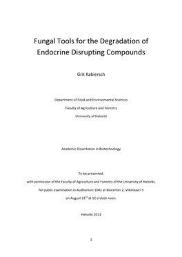 Fungal Tools for the Degradation of Endocrine Disrupting Compounds