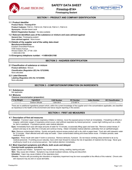 SAFETY DATA SHEET Firestop-814+ Firestopping Sealant