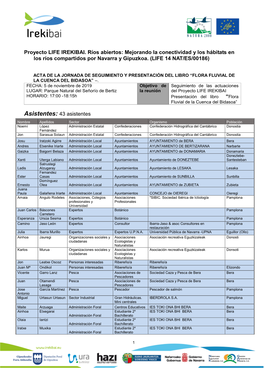 Proyecto LIFE IREKIBAI. Ríos Abiertos: Mejorando La Conectividad Y Los Hábitats En Los Ríos Compartidos Por Navarra Y Gipuzkoa