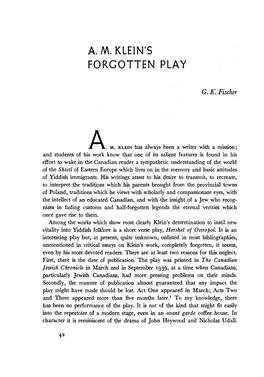 Α. Μ. Klein's Forgotten Play