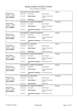 ALLEN COUNTY DISTRICT COURT from 3/1/2021 to 4/30/2021