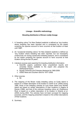 Breeding Colonies Distribution of Brown Noddy Lineage