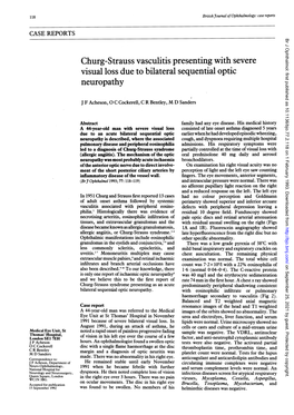 Churg-Strauss Vasculitis Presenting with Severe Visual Loss Due to Bilateral Sequential Optic Neuropathy