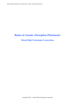 Basics of Atomic Absorption Photometer