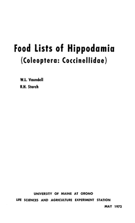 Food Lists of Hippodamia (Coleoptera: Coccinellidae)