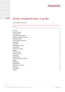 Jersey Companies Law: a Guide
