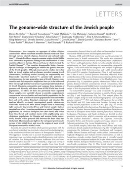 The Genome-Wide Structure of the Jewish People