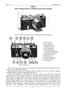 FED 2 Fed-2 35Mm FILM CAMERA Instruction Manual