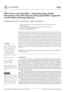 Than a Free Bus Ride”—Exploring Young Adults’ Perceptions of Free Bus Services Using a Qualitative Approach: a Case Study of Penang, Malaysia