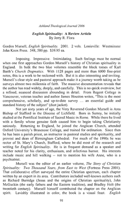 English Spirituality: a Review Article by Jerry R. Flora Gordon Mursell
