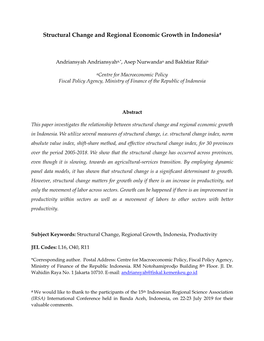 Structural Change and Regional Economic Growth in Indonesia