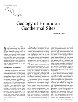 Geology of Honduran Geothermal Sites