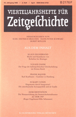 Vierteljahrshefte Für Zeitgeschichte Jahrgang 43(1995) Heft 2