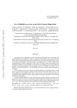 Arxiv:1410.1542V1 [Astro-Ph.SR] 6 Oct 2014 H Rtrdsa Ntegoua Lse 5.Orsre Also Survey Our Galaxy