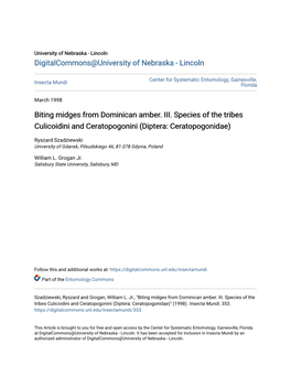 Biting Midges from Dominican Amber. III. Species of the Tribes Culicoidini and Ceratopogonini (Diptera: Ceratopogonidae)