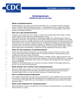 Schistosomiasis Fact Sheet