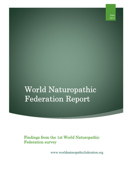 World Naturopathic Federation Report June 2015