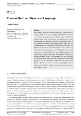Thomas Reid on Signs and Language