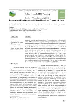 Participatory Fish Production in Dhalai District of Tripura, NE India