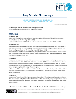 Iraq Missile Chronology