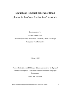 Spatial and Temporal Patterns of Flood Plumes in the Great Barrier Reef, Australia