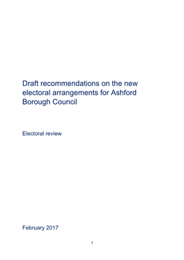 Draft Recommendations on the New Electoral Arrangements for Ashford Borough Council