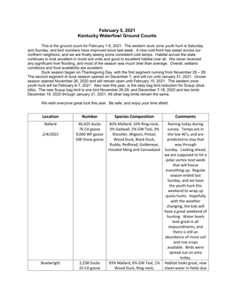 Waterfowl Ground Counts February 5, 2021