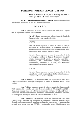 Decreto Nº 19.942 De 28 De Agosto De 2020