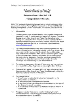 Transportation of Minerals, Revised April 2011