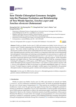 Sow Thistle Chloroplast Genomes: Insights Into the Plastome Evolution and Relationship of Two Weedy Species, Sonchus Asper and Sonchus Oleraceus (Asteraceae)