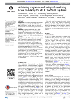 Antidoping Programme and Biological Monitoring Before and During The