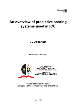 An Overview of Predictive Scoring Systems Used in ICU