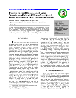 Two New Species of the Monogenoid Genus Cornudiscoides Kulkarni, 1969 from Naked Catfish Sperata Aor (Hamilton, 1822): Specialist Or Generalist?