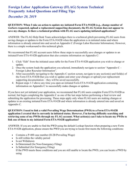 (FLAG) System Technical Frequently Asked Questions and Filing Tips December 20, 2019