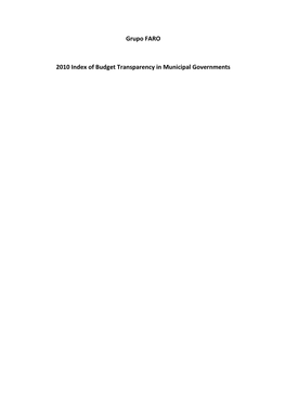 Grupo FARO 2010 Index of Budget Transparency in Municipal