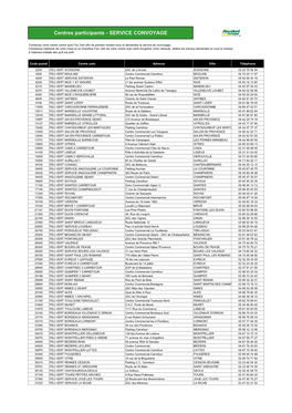 Centres Participants - SERVICE CONVOYAGE